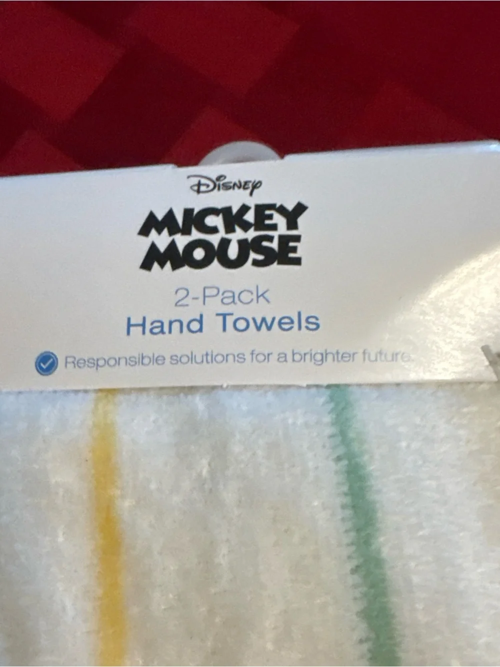 Disney Mickey Mouse Striped bath Towel - Cream with Multicolor Stripes